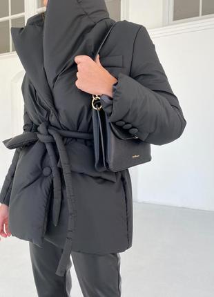 Дута куртка під пояс у пиджачном стилі7 фото