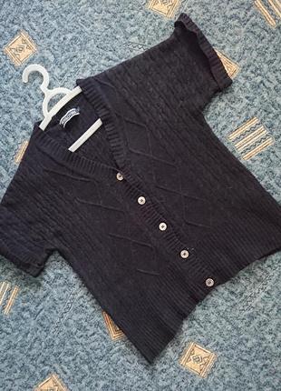 Шерстяной жилет оверсайз woolovers / теплый вязаный свитер-кардиган с коротким рукавом1 фото