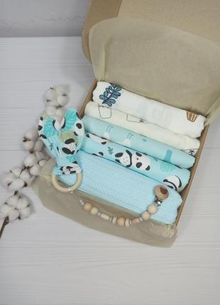 Набір з пелюшок 6 одиниць a.l.babybox панди у листі