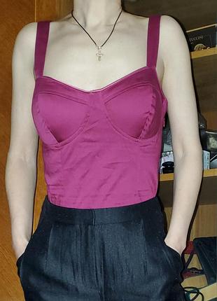 Топ  с чашечками фуксия корсетный guess корсет