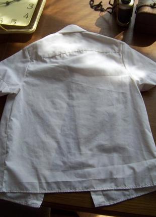 Рубашка из смеси хлопка белая с коротким рукавом 6-7 лет 116-128 см back to school4 фото