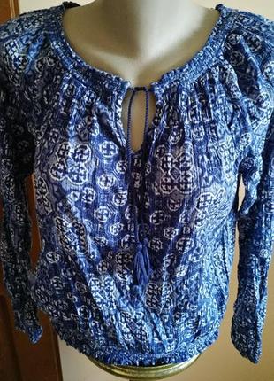 Новая котоновая жатая рубашка с узором hollister s