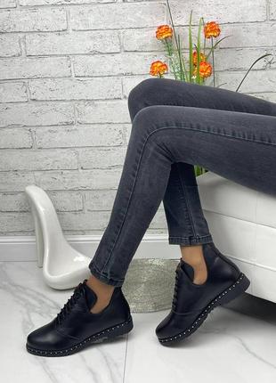 Женские кожаные черные туфли7 фото