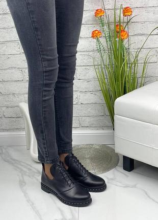 Женские кожаные черные туфли3 фото