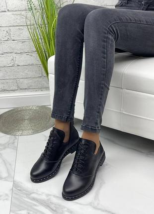 Женские кожаные черные туфли8 фото