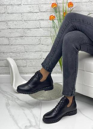 Женские кожаные черные туфли6 фото