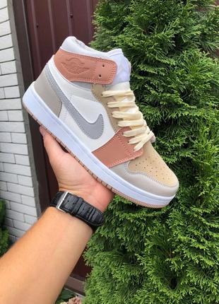 Женские высокие кожаные кроссовки nike air jordan #найк
