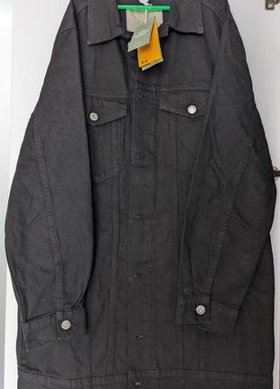 Довга куртка курточка сорочка джинсова чорна темна модна оверсайз широка4 фото