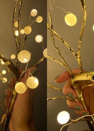 Світильник-нічник "перлинне дерево" золотого кольору з led підсвічуванням, настільна лампа, декор на новий рік2 фото