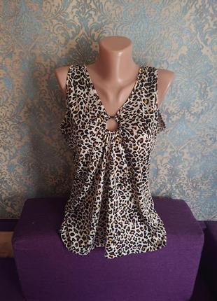 Красивая женская блуза леопардовая расцветка блузка блузочка большой размер батал 50 /52 майка2 фото