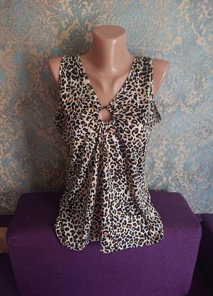 Красивая женская блуза леопардовая расцветка блузка блузочка большой размер батал 50 /52 майка3 фото
