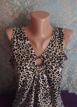 Красивая женская блуза леопардовая расцветка блузка блузочка большой размер батал 50 /52 майка5 фото