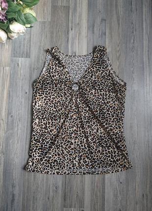 Красивая женская блуза леопардовая расцветка блузка блузочка большой размер батал 50 /52 майка6 фото