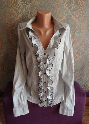 Крвсивая женская блуза с оборками в полоску блузка блузочка батник рубашка р.46/481 фото
