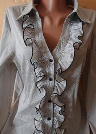 Крвсивая женская блуза с оборками в полоску блузка блузочка батник рубашка р.46/482 фото