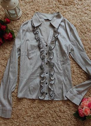 Крвсивая женская блуза с оборками в полоску блузка блузочка батник рубашка р.46/485 фото