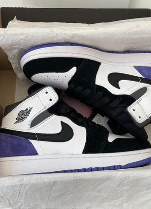 Кросівки air jordan retro1 black violet white9 фото