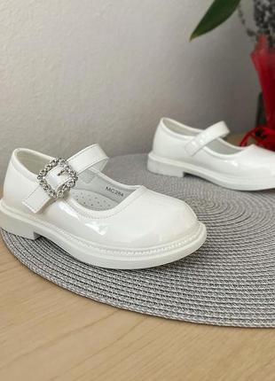 Туфли apawwa туфельки белые лакованые нарядные красивые повседневные туфли