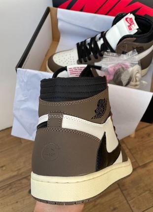 Кросівки air jordan 1 mid x travis scott brown4 фото