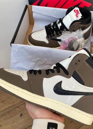 Кросівки air jordan 1 mid x travis scott brown5 фото