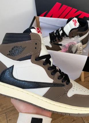 Кросівки air jordan 1 mid x travis scott brown2 фото