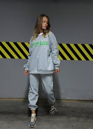 Спортивний костюм трьохнитка oversize подовжена товстовка на флісі 3 кольори