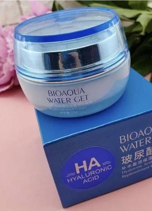 Омолоджуючий крем для обличчя з гіалуронової кислотою, bioaqua water get hyaluronic acid cream, 50 g