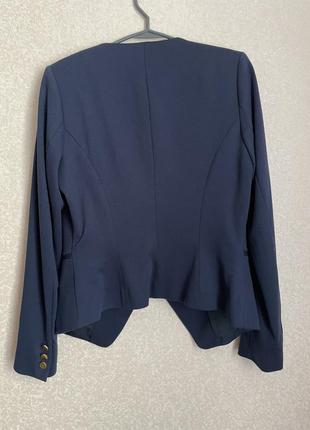 Синий пиджак двубортный жакет с золотыми пуговицами2 фото
