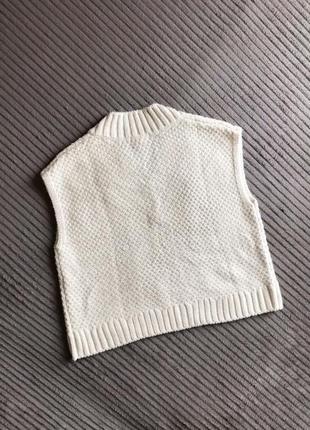 Жилет жилетка вязаний светр молочний білий трикотажне9 фото