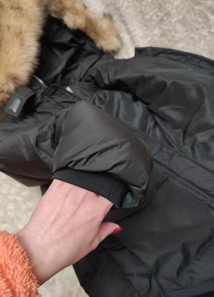 Пуховик пальто куртка зимняя зима черная с капюшоном размер м 385 фото