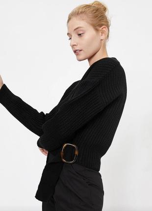 Укорочений чорний светр джемпер пуловер розмір l3 фото
