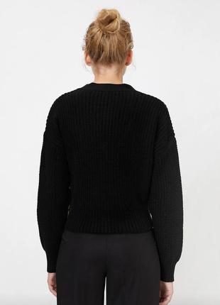 Укорочений чорний светр джемпер пуловер розмір l4 фото
