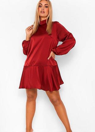 Boohoo  16 нова сатинова сукня з рюшею