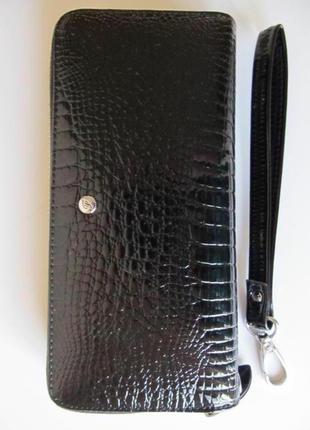 Жіночий гаманець-клатч / натуральна шкіра / колір чорний