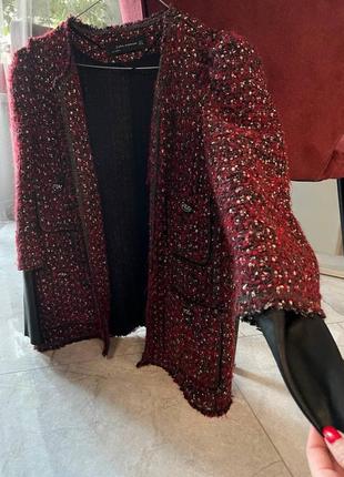 Неймовірний твідовий вовняної блейзер піджак в стилі chanel від zara4 фото