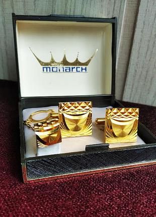 Позолочені запонки та затискачі для краватки "монарх".