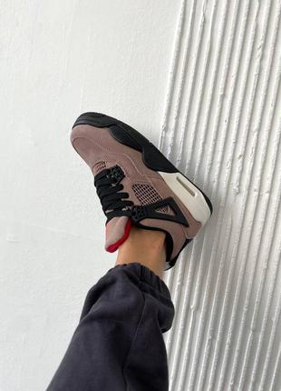 Жіночі шкіряні кросівки nike air jordan 4 retro "taupe/haze8 фото