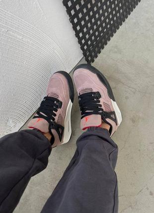Жіночі шкіряні кросівки nike air jordan 4 retro "taupe/haze3 фото