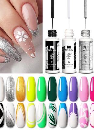 Гель-краска с тонкой кисточкой для рисования (белый)