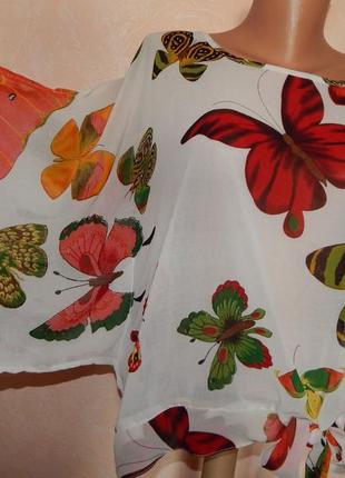Яркая шифоновая блуза в бабочках3 фото