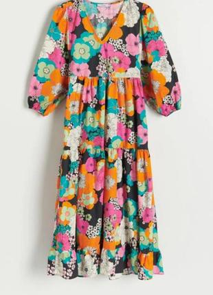 Акция! натуральное миди платье в цветочный принт.4 фото