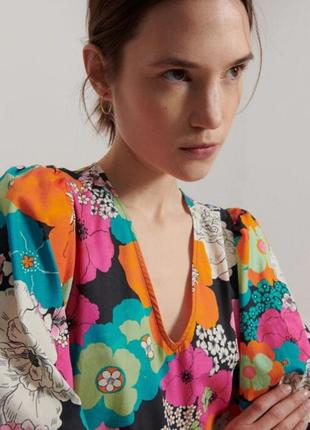 Акция! натуральное миди платье в цветочный принт.3 фото