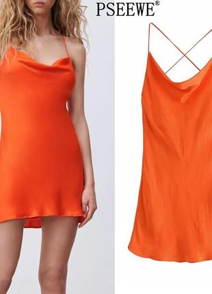 Сукня міні сатинова zara 8