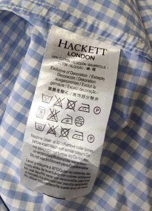 Hackett london красива сорочка у клітинку від дорогого бренду класична голуба біла slim fit9 фото