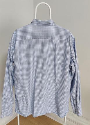 Hackett london красива сорочка у клітинку від дорогого бренду класична голуба біла slim fit4 фото