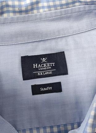 Hackett london  красива сорочка в клітинку від дорогого бренду класична голуба біла slim fit7 фото