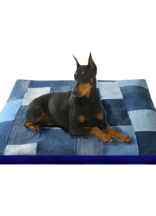 Лежак джинс 100х75 см лежак место для собаки съемный наматрасник лежанка
