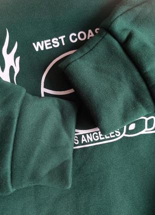 Зелена кофта світшот на флісі з принтом 4