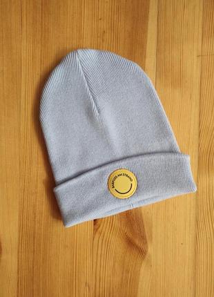 Органический хлопок шапка бини в рубчик коттон деми демисезонная на осень