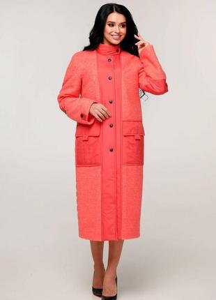 Демисезонное комбинированное женское пальто2 фото